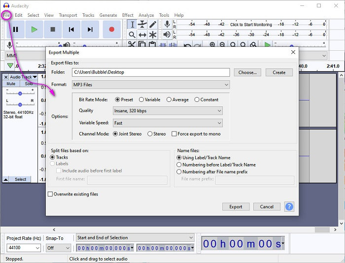 save recorded music from Audacity Audio Recorder