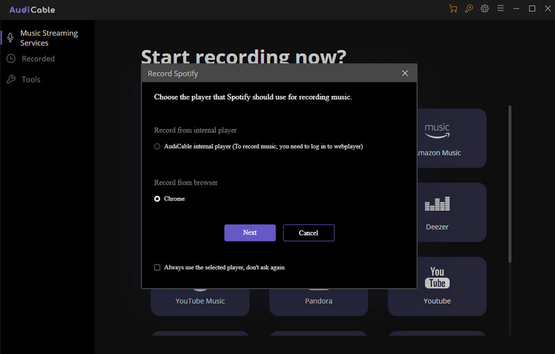 Choose the Recording Player