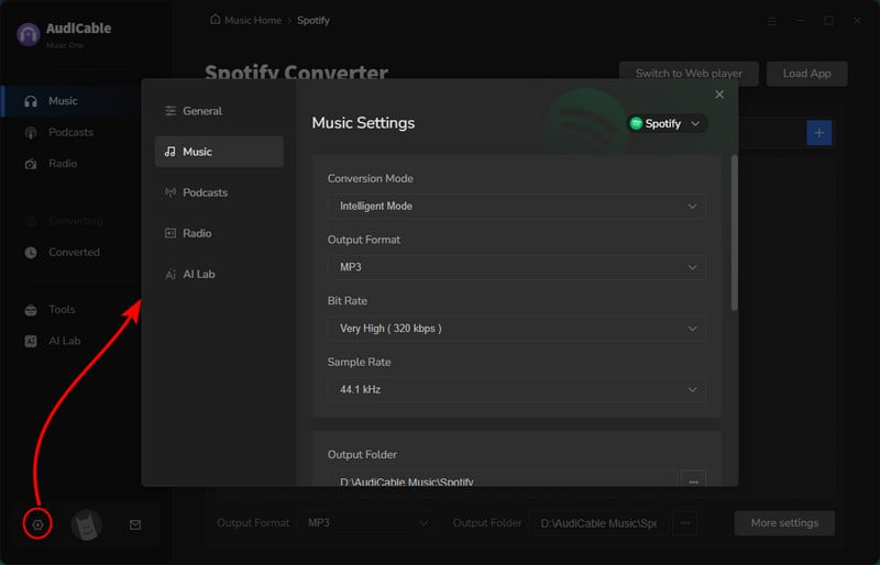 output settings