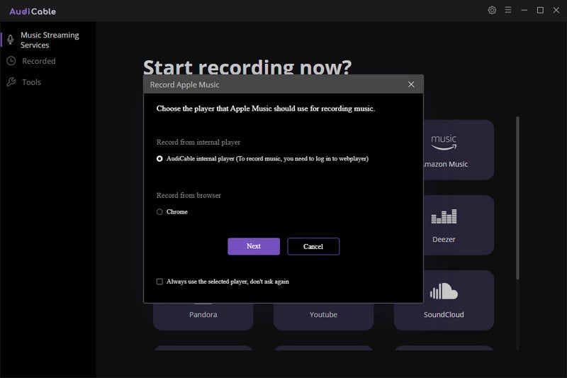 Choose the Recording Player