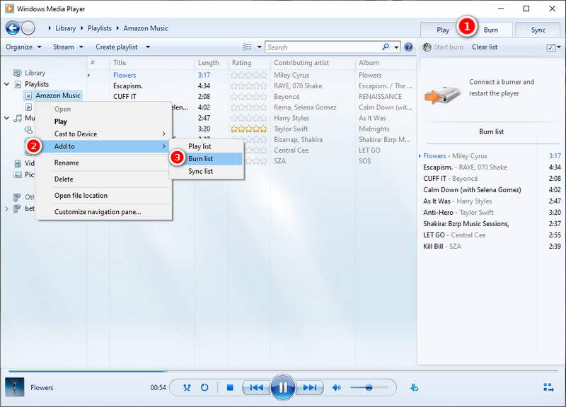 Add Amazon Music to Burn List