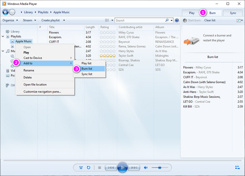 Add Apple Music to Burn List
