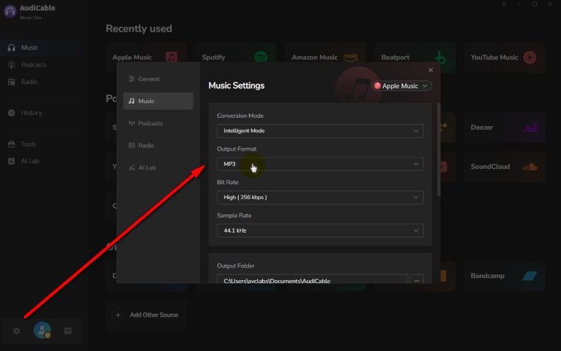 Select MP3 As Output Format
