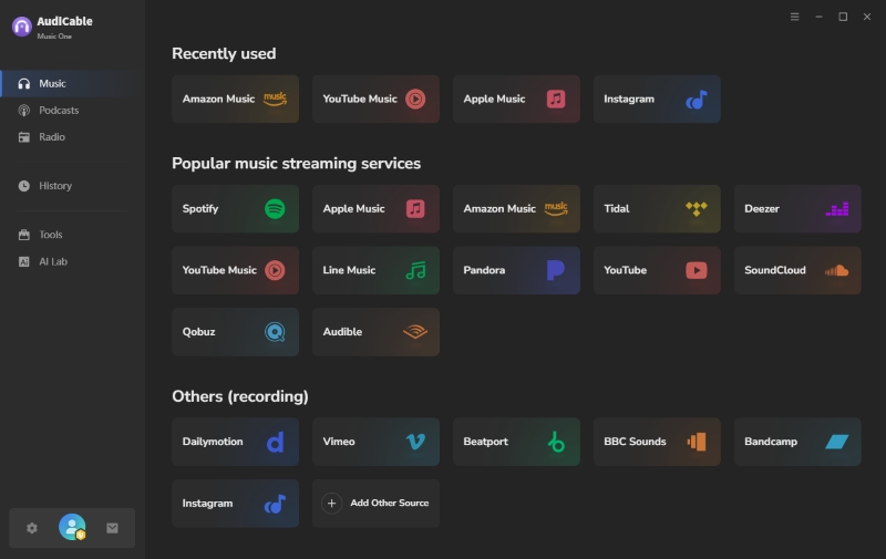 AudiCable Audio Recorder interface