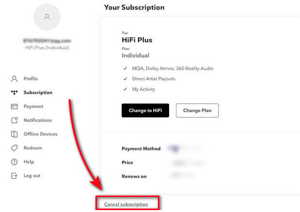 Cancel Tidal Free Subscription