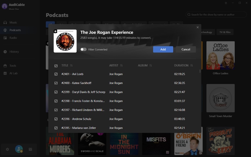 Select Podcasts to Convert