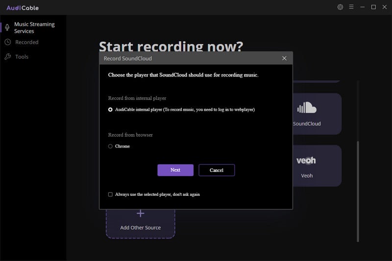 Choose the Recording Player