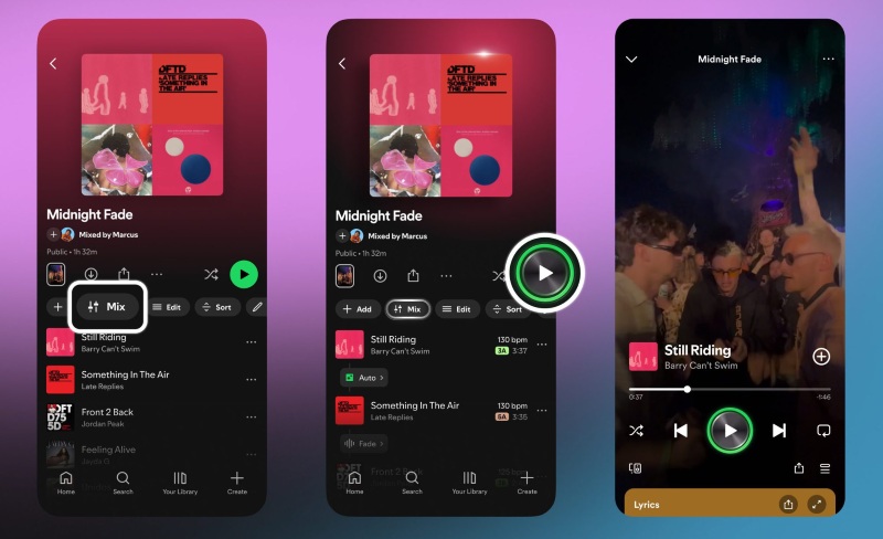 How to mix on Spotify Android app