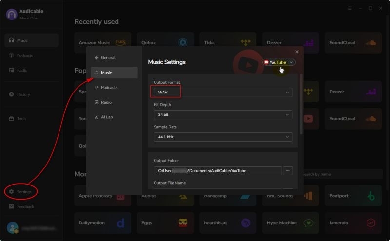 Customize Output Settings
