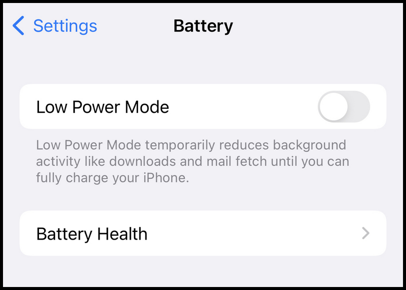 Low-Battery Mode is off