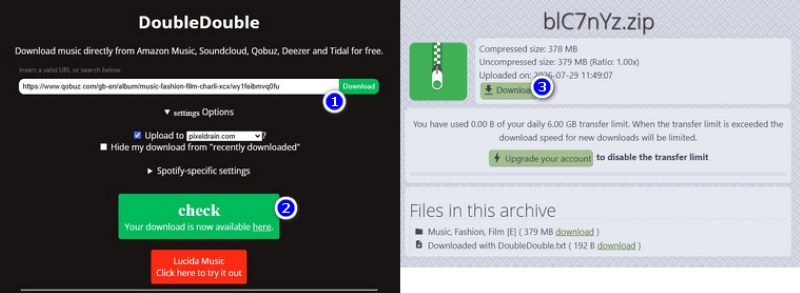 Download Qobuz Tracks through DoubleDouble