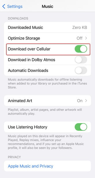 Enable Celluar Downloads