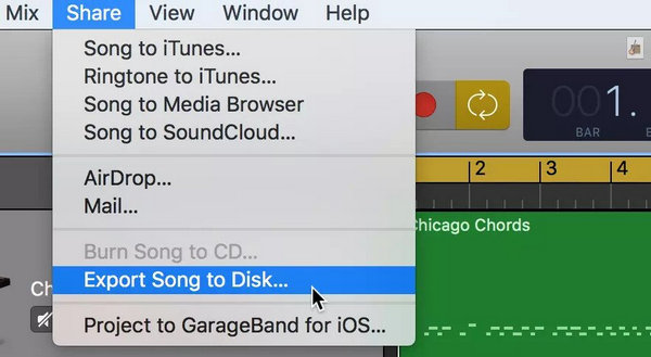 Click Export Song to Disk