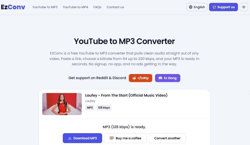 EZConv YouTube to MP3 Converter