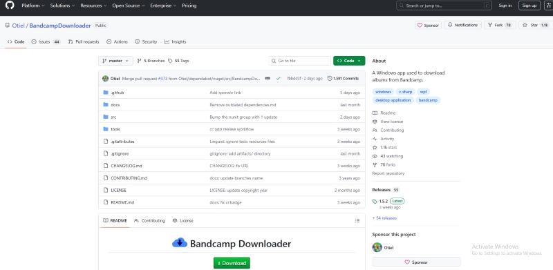 Gitub Bandcamp Downloader