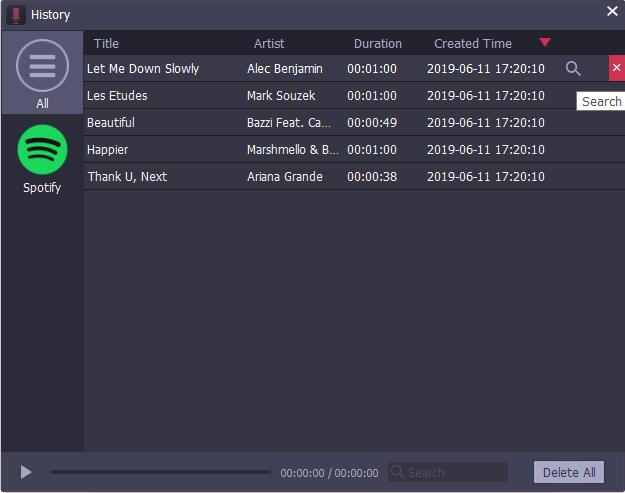 downloaded songs on DRmare Audio Capture 