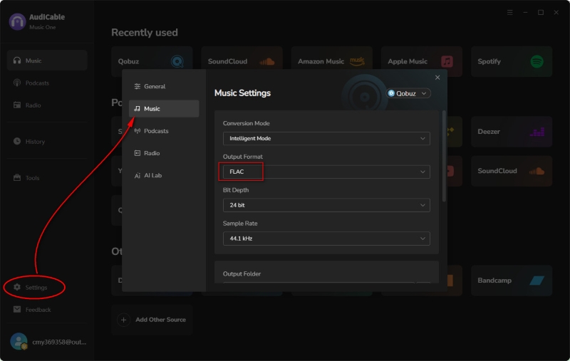 Set up Output Settings