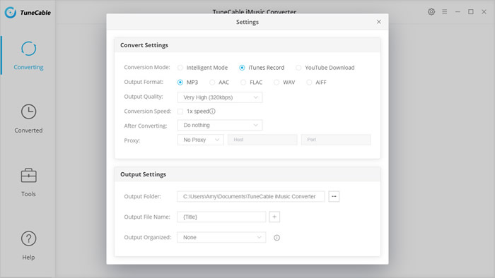 output settings of apple music