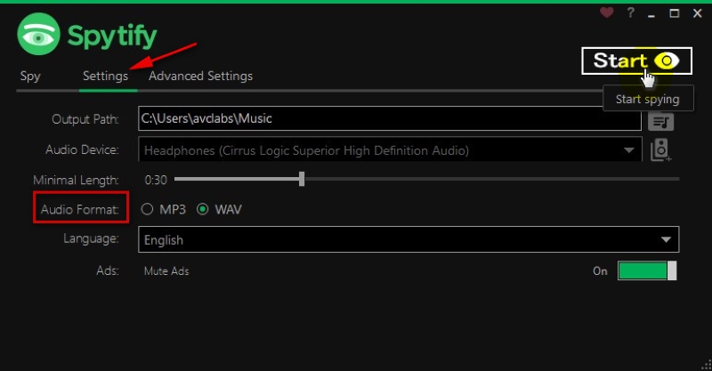 Save Spotify Music as WAV with Spytify