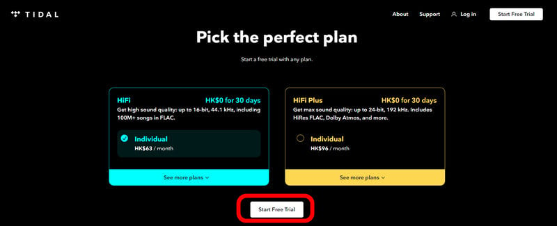 Start Tidal Free Trial