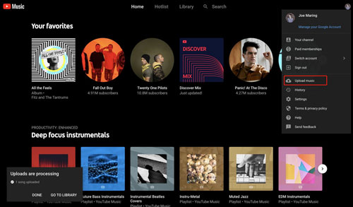 Upload Tidal Downloads to YouTube Music