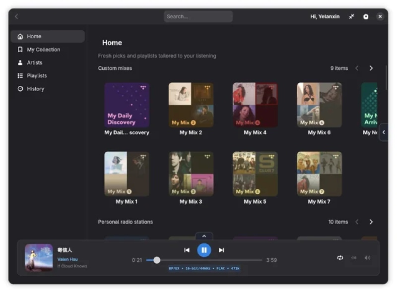 Tidal Music Main Interface