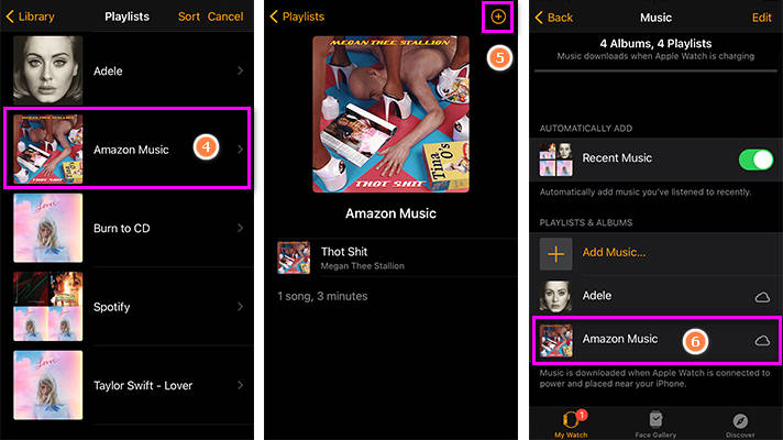 upload amazon music to apple watch