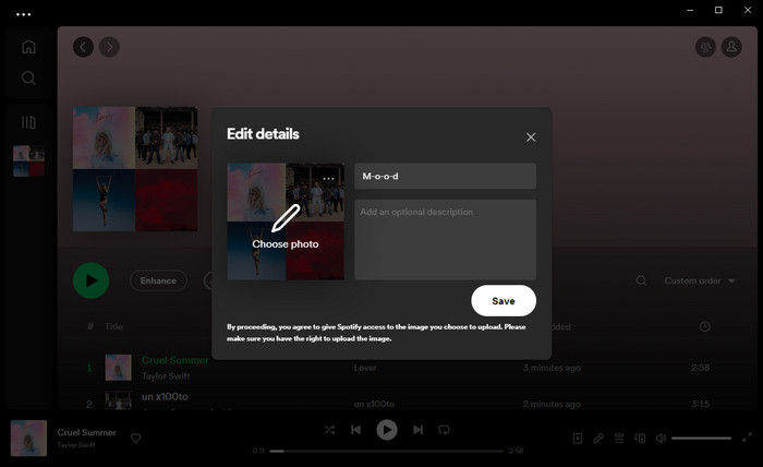 Upload Photo for Spotify Playlist