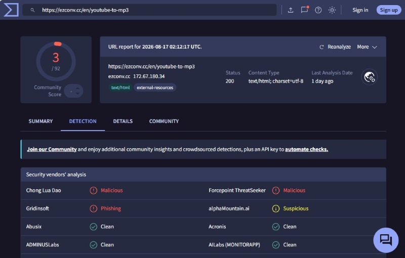 Tested with Virustotal