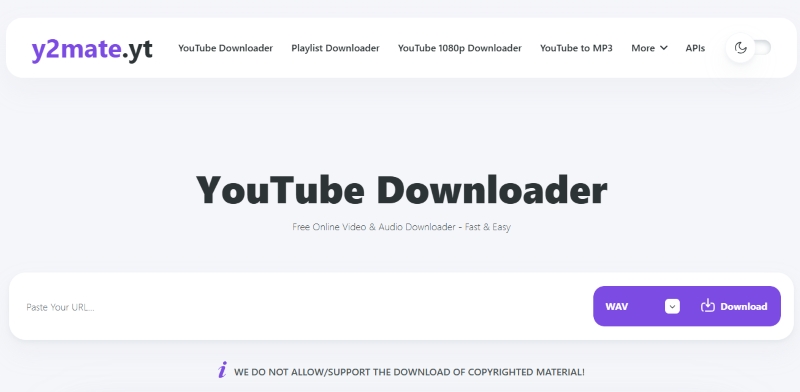Y2Mate YouTube to WAV Converter