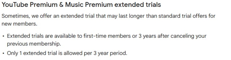 Youtube Extended Trials and Special Offers
