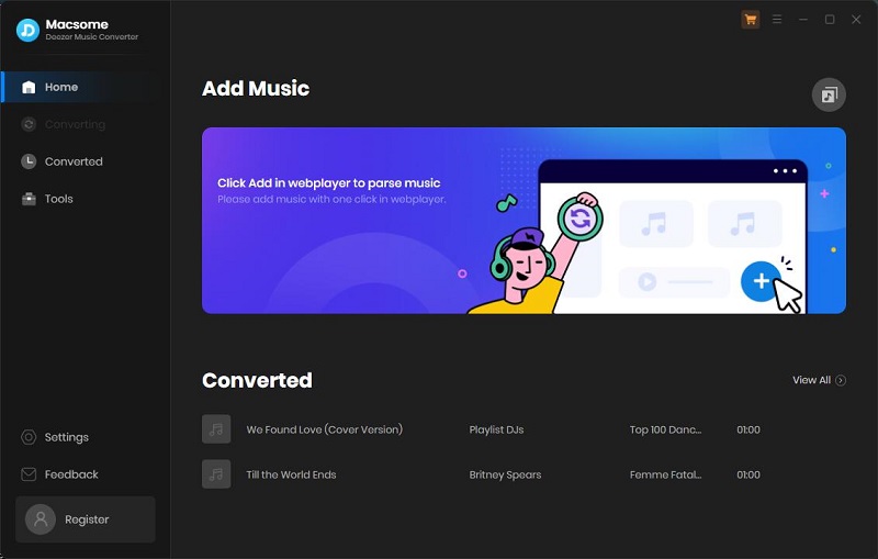 main interface of deezer music converter