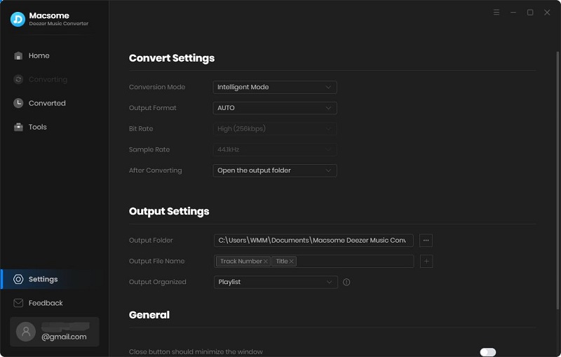 change settings of deezer music