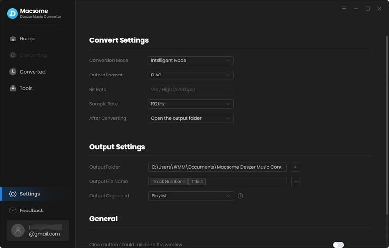 deezer music output settings