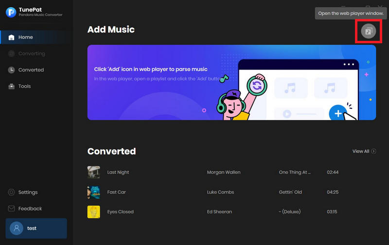 Use TunePat Pandora Music Converter