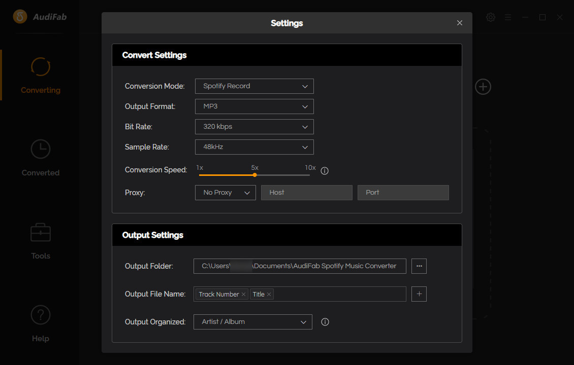 output settings of spotify music