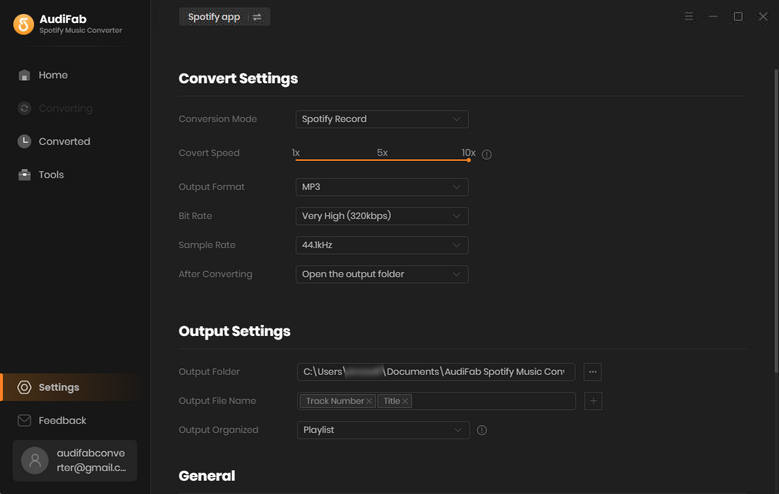output settings of spotify music