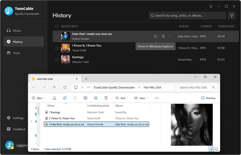 TuneCable Spotify Downloader: convert and view Spotify tracks