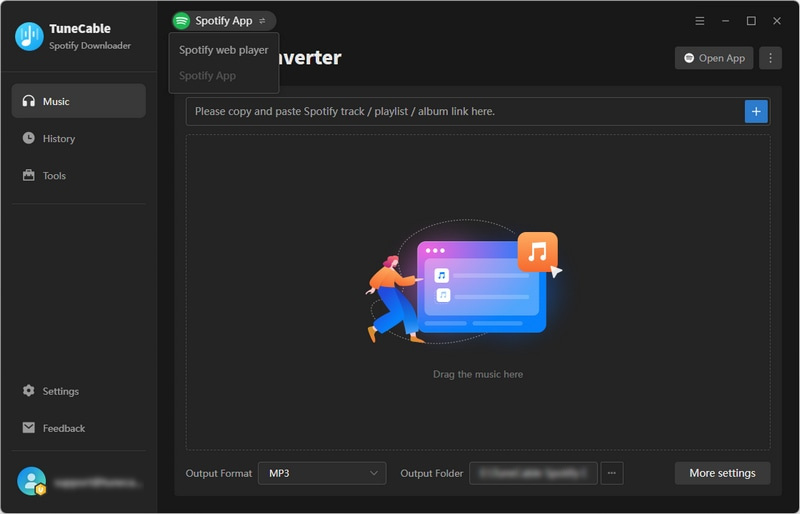 home page of TuneCable Spotify Downloader
