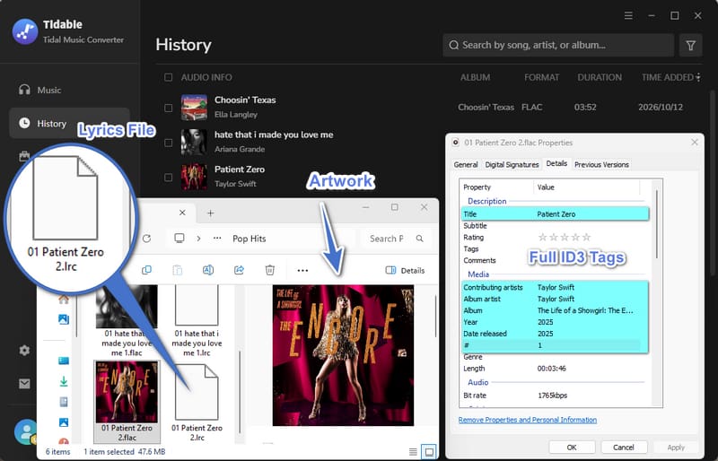 check ID3 tags of songs downloaded from tidabie