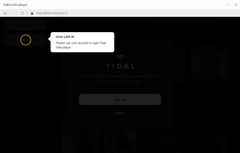 login Tidal account