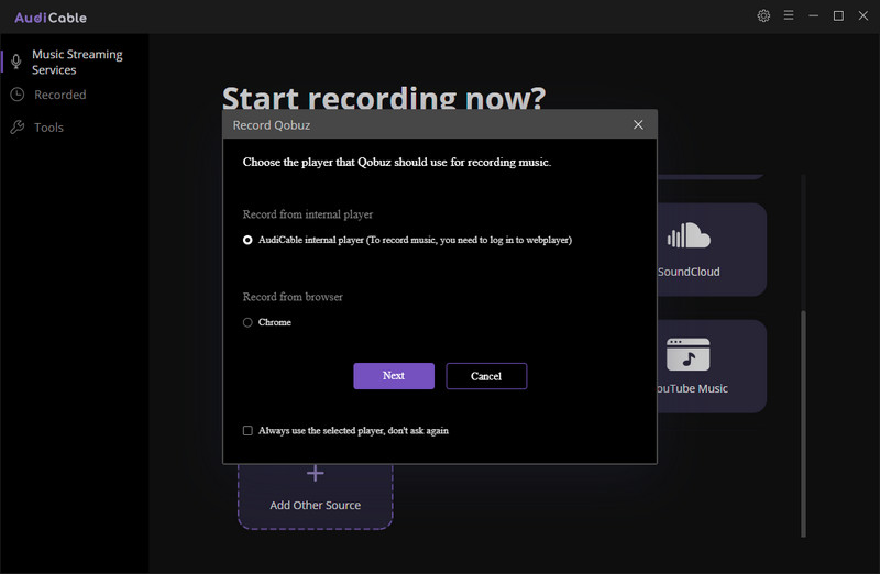 Record from Qobuz Web Player