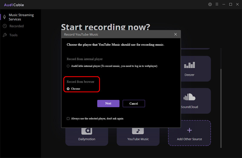 Choose the Recording Player