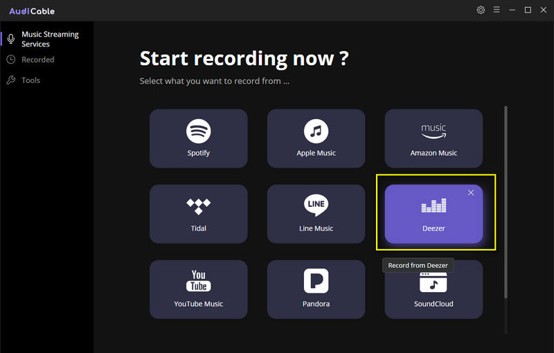 start Deezer Music on AudiCable