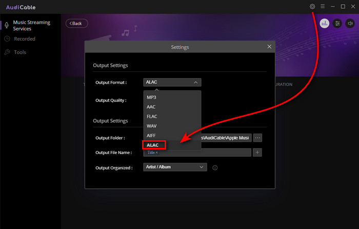 Choose ALAC as Output Format