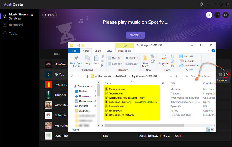 spotify music to wav playback