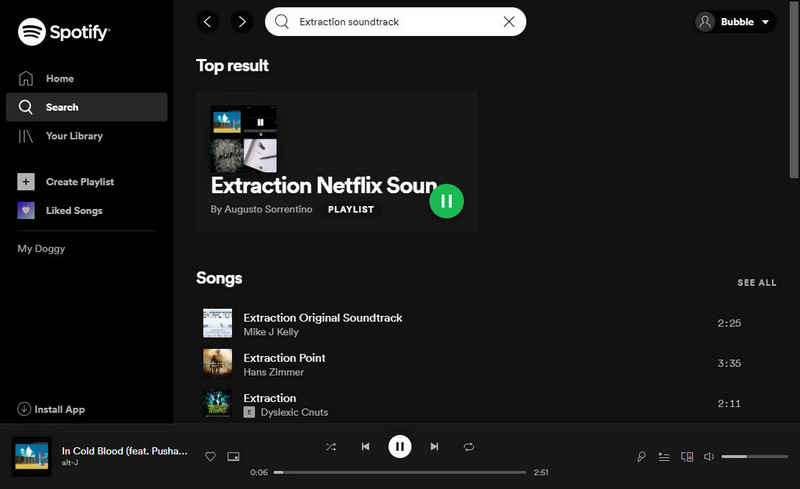 download songs in Extraction