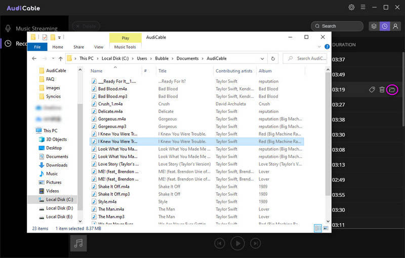 check downloaded spotify music