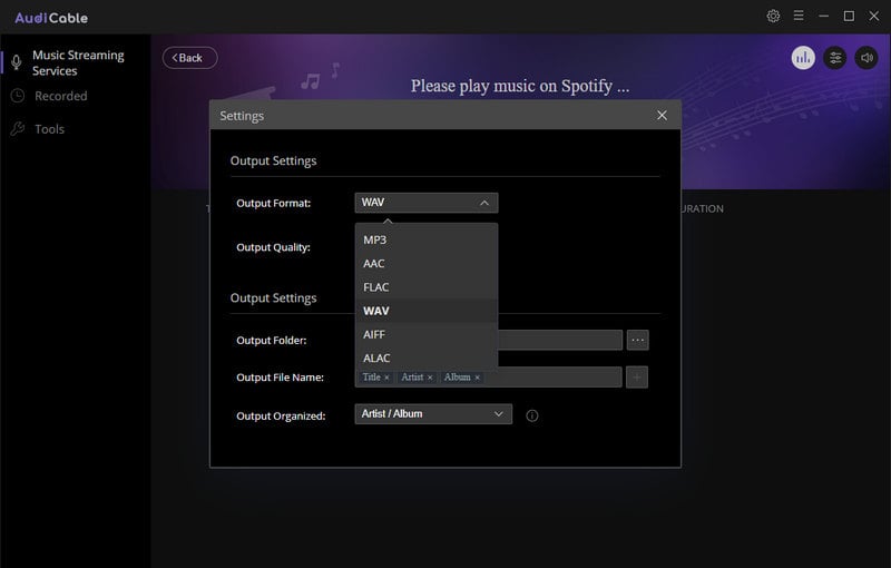 convert spotify music to wav
