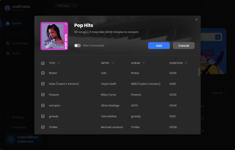 Add Tidal Music for Parsing